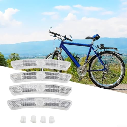 Lot de 4 réflecteurs de rayons de vélo pour la sécurité nocturne sur VTT (blanc)