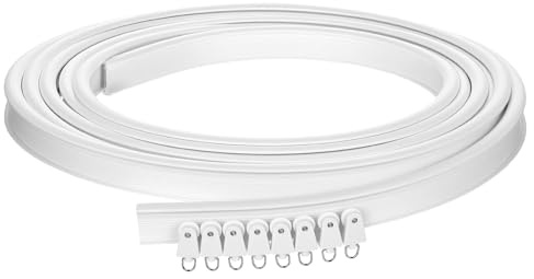 QWORK® 1 Pièces 5 m Rail de Rideau, Rail de Plafond, Rideau de Plafond Flexible Rail pour Rail de Rideau avec Système de Rail Rideau Lit Diviseur