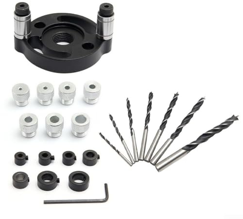 Gdfnmogo Kit di 23 morsetti verticali per fori per la lavorazione del legno, con 7 manicotti (3-10 mm) per fori tascabili precisi, localizzatore guida trapano in lega di alluminio per progetti di