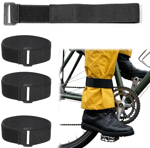 LEOUEANR 4 Pezzi Clip per Bicicletta, Clip per Pantaloni Cinghie Regolabili alla Caviglia con Nastro a Banda Elastica per Protezione Minimalista dei Pantaloni da Ciclismo