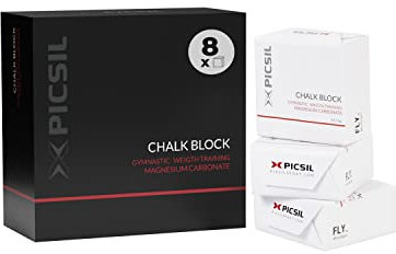 PICSIL Chalk Block, Magnesium in Block oder Staub für Gymnastik, Klettern, Gewichtheben, Dance Bar, Cross Training, schweißfreie Hände, Maximum Gripin, 8 Blöcke mit 57 g (456 g)