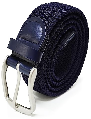 Glamexx24 elastiskt bälte för män och kvinnor: unisex stretchbälte flätat stretchigt tygbälte, bredd 3,5 cm, längd 90 cm till 155 cm, blå, 110 cm