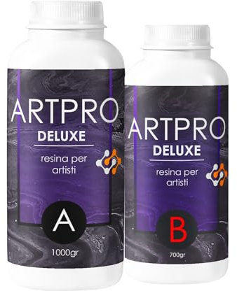 1,7Kg Art Pro Deluxe Epoxidharz: Ideal für schräge/vertikale Oberflächen, für Beschichtungen, Untersetzer, Tabletts - Zertifiziert ungiftig - Technischer Kundendienst auf Deutsch - 100% Made in Italy