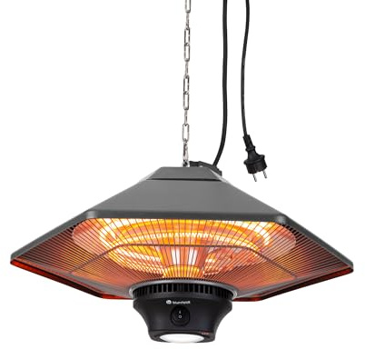 Blumfeldt Radiador Electrico Bajo Consumo Infrarrojos, Estufa para Pared y Terraza de IP34, Mando y Pantalla LED, Calefactor 3 Temperaturas, Estufa Exterior Jardín, Calefaccion Carpa y Cenador