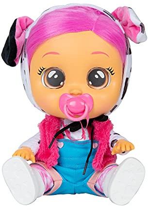 CRY BABIES Dressy Dotty il Dalmata | Bambola interattiva che piange lacrime vere, con capelli colorati e vestitini intercambiabili - Bambola giocattolo funzionale per bambini dai 2 anni in su