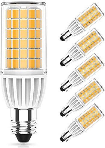 RuLEDne E11 LED Bulb Dimmable, AC120V Warm White 3000K 5W, 60Watt Halogen Replacement, UL CUL Listed, JDE11 LED Mini Candelabra Bulb 360° Beam Angle, Used for Ceiling Fans, Chandeliers, 5Pack
