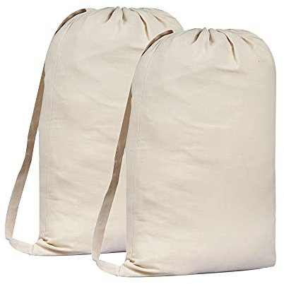 Sweet Needle Lot de 2 sacs à linge en toile de qualité supérieure avec bandoulière, 75 x 56 cm, 40 L – 100% coton, tissu tissé, durable, cordon de serrage avec verrouillage, lavable en machine