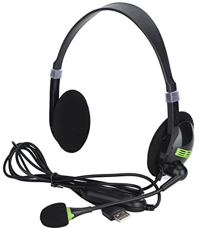 SY440MV Auriculares con Cable USB / 3,5 Mm, Centro de Llamadas de Servicio Al Cliente para Colocar sobre las Orejas, con Micrófono Giratorio con Cancelación de Ruido, para Skype /(Modelos USB)