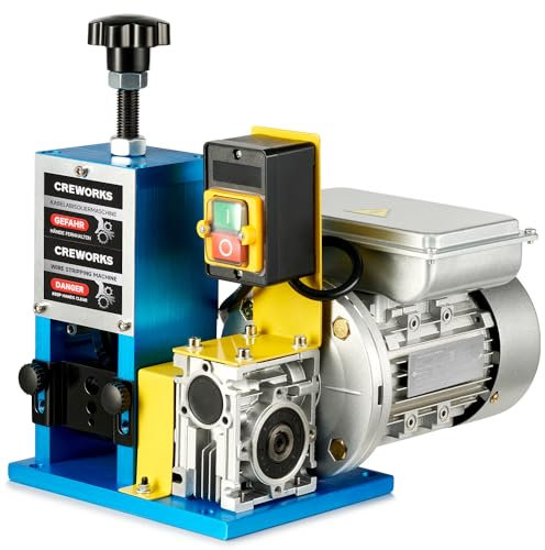 CREWORKS 180W Macchina Spellacavi Elettrica Professionale con 3 Diversi Piastre Foro e 5 Canali per Cavo da Φ1.5mm a Φ25mm Spelafili Sguainacavi Professionale per il Riciclaggio dei Cavi Rimanenti
