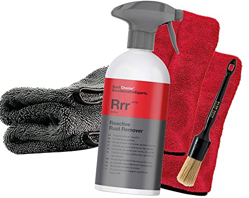 Fälgrengöringspaket: Kock Chemi Reactive Rust Remover 500 ml Nuke Guys fälgborste 2x Nuke Guys precisionshandske för detaljarbete + detailmate Torkduk 1 000 GSM