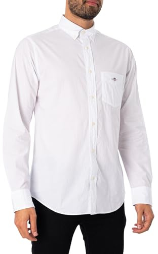 GANT Herr REG POPLIN skjorta klassisk skjorta, vit, standard, Vit, XL
