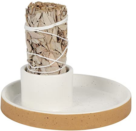 Soporte de Incienso de cerámica, Cuenco para Manchas, Placa para Salvia Blanca, palitos de Palo Santo, Velas para ofrecer