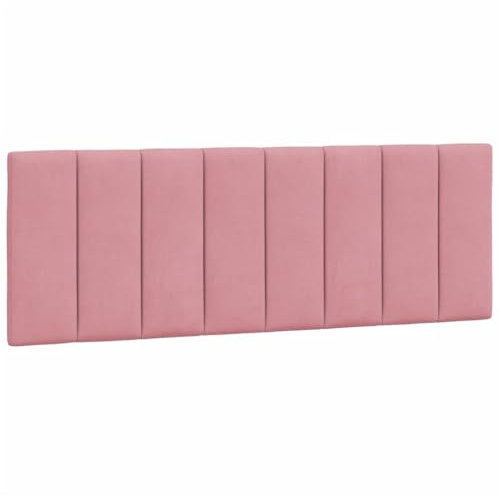 vidaXL Kopfteil Kissen Hanko, Kopfteilkissen mit Linien-Design, Bett Kopfkissen mit Klettverschlüssen auf Rückseite, Kopfteilpolster Kopfpolster, Rosa 140cm Samt