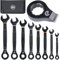KLEIN TOOLS 69408MG Metric Ratcheting Combination Wrench Set, 8 to 19 mm, 90-Tooth Steel Alloy with Foam Pouch, 8-Piece