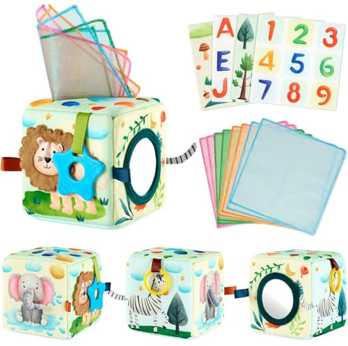 WERNNSAI Jouet Bébé Boîte à Mouchoirs Jouets Montessori pour Bébés de 6 à 12 Mois Jouets Sensoriels avec Mouchoirs Froissés et Foulards en Soie pour Nouveau-nés Cadeau d'apprentissage Précoce