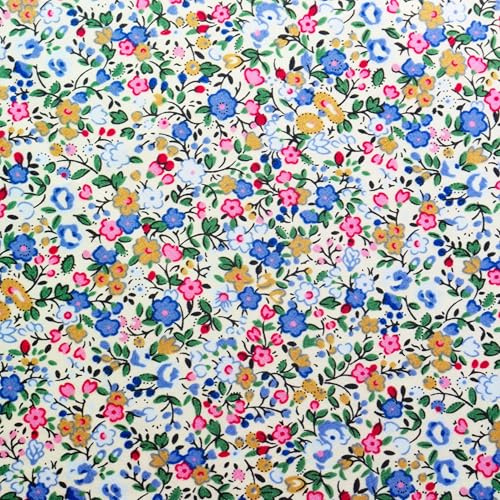 Rose and Hubble blommigt tryckt tyg - 100 % bomullspoplin för klädtillverkning, quiltning och hantverk - mjukt, bomullstyg för sömnad, kläder, heminredning, väsktillverkning (CP0929BL, 0,5 meter)