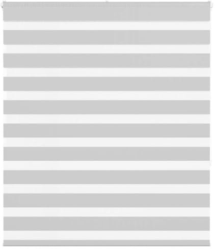 vidaXL Zebrarollo Hellgrau 125x150 cm Stoffbreite 120,9 cm Polyester, Zebra-Rollo, Doppelrollo, Zebra-Jalousie für Fenster, Doppelrollo, Zebra-Rollo