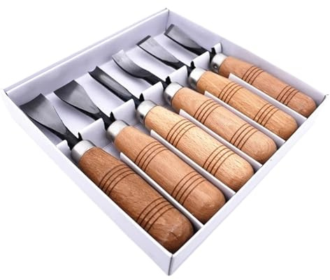 6 pezzi professionali for intaglio del legno, sgorbie a mano, coltelli a scalpello, set di strumenti, utensili manuali for la lavorazione del legno, for la lavorazione del legno fai da te Kit per inta