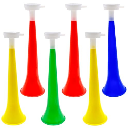 inheming 6PCS Horn Noise Maker, Noisemaker Trumpet,Plastic Stadium Horn,Horn Cheerleader Sports Cheering Props,Plastic Stadium Football Game Horn for Sporting Events