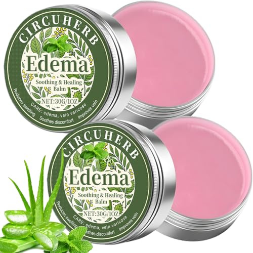 2PCS Edema Cream for Swollen Legs and Feet, Soothing Miracle Balm, Vari-cose Ve-ins Cream, Edema Relief Leg Treatment, Herbal Balms to Reduce Swelling in Feet and Ankles, Vegan, Fast Absorbing