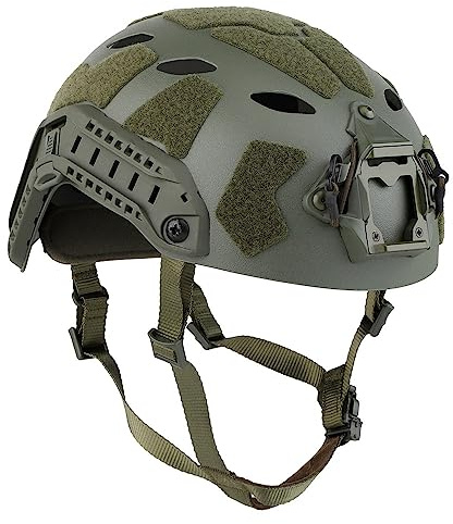 Verde, Leggero Casco Con Fori Di Ventilazione Superiore, Attrezzatura Tattica Caschi Da Esterno Con Guide Laterali Supporto Predisposto Per Cuffie Allenamento