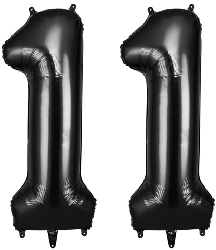 AOOSU Black Helium Balloons, 40 Inches Number Balloons 11, Foil Birthday Balloon for Birthday Anniversary Wedding Party Decorations Celebration Supplies for Girls Women Men Boys