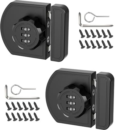 StickNGo Cabinet Locks with Combination, 180 Degree Keyless Cabinet Lock, 3-Digit Anti Pry Combination Password Lock for Cupboard, Closet, Swinging/Sliding Door(2, Black)