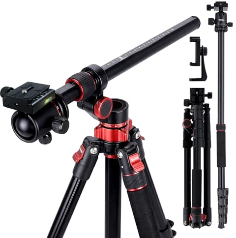 Tripode Camara 213cm Rollei Compact Traveler No.2 XL Photo con Brazo Extensible Tripod de Aluminio con Rótula de 360° y Función de Monopié Trípode con Soporte para Móvil, Tripode-Camara-Tripod-Camera