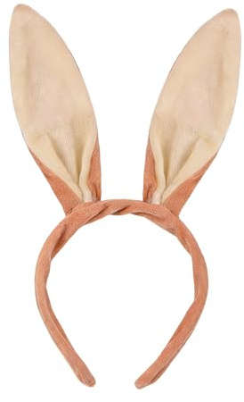 Diadema Orejas de Conejo Largas y Flexibles Marrón, Accesorio Disfraz Fiesta, Pascua, Halloween, Navidad, Cosplay, para Adultos, 30x23cm