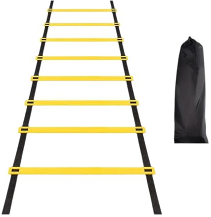 Yunmeryker Agility Ladder Football Footwork Training Fitness Feet Training Equipment Outdoor Sports Flexible Rugby Speed Ladder Foldable, 4 Meters 8 Sections