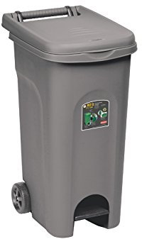 Stefanplast 6432 Cubo con Ruedas Urbano Eco con Pedal, Gris, 38 x 51 x 80 cm