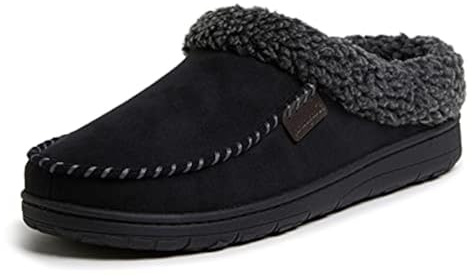 Dearfoams Men's Indoor/Outdoor Breathable Memory Foam Clog Offered in Wide Widths, Black, Large