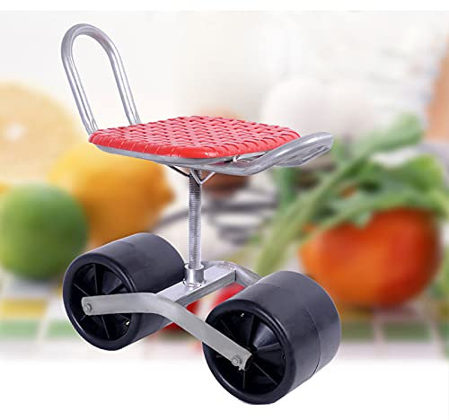YAOYAOO Tragbarer Gartenhocker mit Rollen, Rollsitz für Gartenarbeit, Fahrbarer Gartensitz Rollhocker für Haushalt Werkstatt und Garten, 360° Drehbar, Höhenverstellbar, Belastung: 200kg