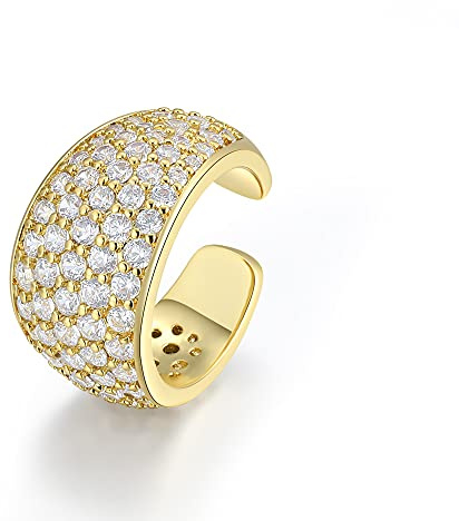 Thick Ear Cuff Earring 14K plated | CZ Ear Wrap Non Pierced Ear Cuff (Sold by 1 Single Cuff)