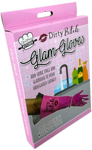 Diabolical DP1043 Dirty Bitch Washing Up Cleaning Gloves, Funny Secret Santa Gifts for Women, Rude Birthday Gifts for Her, Funny Novelty Gifts for Women, Funny Washing Gloves, Valentines Gift for Her
