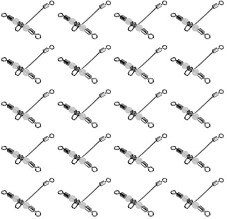 SUNGOOYUE Eslabón Giratorio de Pesca Luminoso en Forma de T, 20 Piezas Eslabón Giratorio de Pesca Luminoso en Forma de T Conector de 3 Vías Eslabón Giratorio de Línea Cruzada con Cuentas(8 * 10)