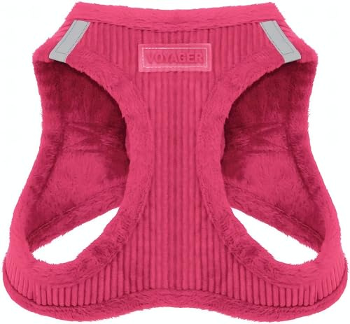 Voyager Step-In Plüsch-Hundegeschirr by Best Pet Supplies - Step-In-Westengeschirr für kleine und mittelgroße Hunde, Weicher Plüsch, Fuchsia Kordr, size XS - Brust 33-37 cm