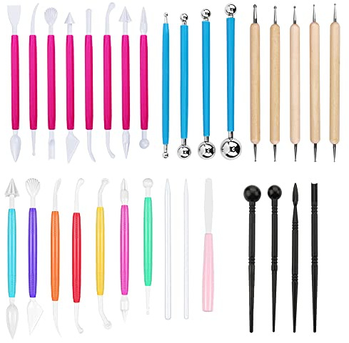 31 Pcs Cake Decorating Tool Set, Fondant Tool, Polymer Clay Tool, Modeling Clay Sculpting Tools Kits for Pottery Sculpture