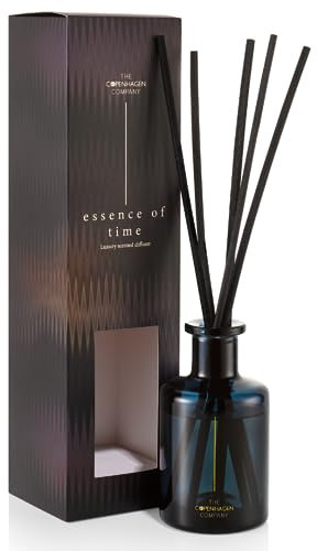 Luxury Reed Diffusers for Home | Aromatherapy Scented | 12 Weeks Long Lasting Fragrance | 5 Thick Natural Rattan Reeds | The Copenhagen Company - Cherry, Cedarwood & Oud (150ml)