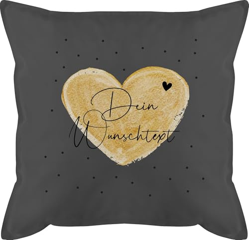 Kissen 50x50 - Aufdruck selbst gestalten - Dein Wunschtext I Geschenk personalisiert Weihnachten I Vatertag I Muttertag I Geburtstag - 50 x 50 cm - Grau - pärchenkissen muttertagskissen