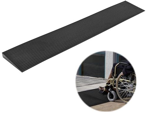 tonchean Threshold Ramp Doorways Ramp Strip 1 Inch Rubber Rise Cuttable 2.5CM Heigh Non Slip Wheelchair Ramp for Sweeping Robot Mobility Scooter Trolley Bathroom Living Room Balcony Yard