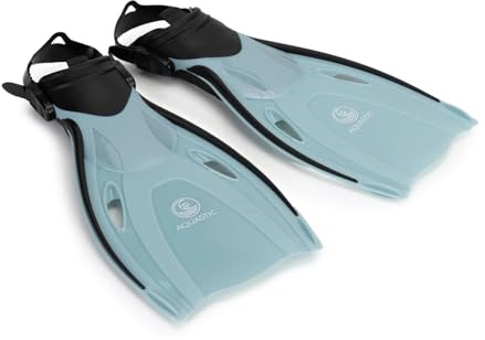 AQUASTIC Pinne per snorkeling SHOAL Taglia 43/46 Colore EU Blu Pinne per nuoto lunghe e regolabili per adulti Chiusura con cinturino Confortevole Facile da indossare Materiali PP TPE durevoli