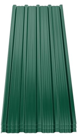 Mondeer 14 fogli per coperture in metallo, 7 m², 110 x 46 cm, in acciaio zincato, trapezoidali, scanalati, per garage, garage, tettoie, serre, canili, verdi