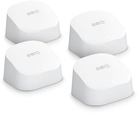 Amazon eero 6 mesh Wi-Fi router | 500 Mbps Ethernet | Coverage up to 560 m² | Connect 75+ devices | 4-Pack