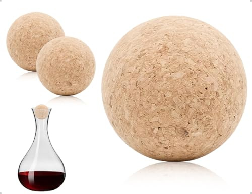 Emezddo 2 stycken korkpluggar för vinkaraff, träbollsplugg för hem, fest, födelsedag, restaurang och hotell (6,1 cm)