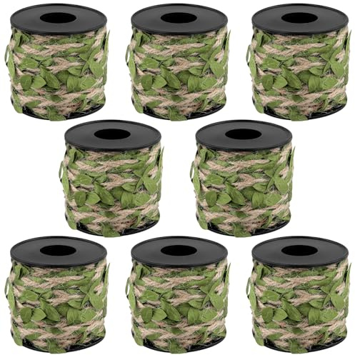 MUKCHAP 8 rotoli di spago di iuta con foglie da 5 mm x 10 m, filo di iuta con foglie verdi, per decorazioni domestiche, artigianato fai da te