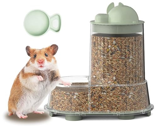 Xiwhuua Cuenco de Comida para hámster, automático para Animales pequeños, dispensador Transparente y Estable con diseño Desmontable para jerbos, Ratones, erizos, Palomas, Hurones, Chinchillas
