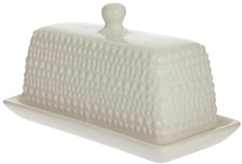 Hobby Lobby Butter Dish with Lid, White, Dishwasher Safe (White, 7x3.4x3.7)