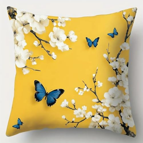 ANSIWEIGO Juego de cojines de nudos, funda de cojín decorativa, juego de anudar para principiantes, flores clásicas y pájaros, manualidades, adultos, creativo, hecho a mano, cojín para anudar, 43 x 43