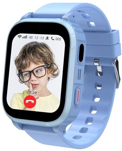 Ruopoem 4G Smartwatch Bambini, Orologio GPS Bambino con Videochiamate SIM Chat Vocale SOS Sveglia Giochi Modalità Scuola IP68 Impermeabile, Smartwatch per Bambini Regalo per Ragazzo Ragazza Studenti